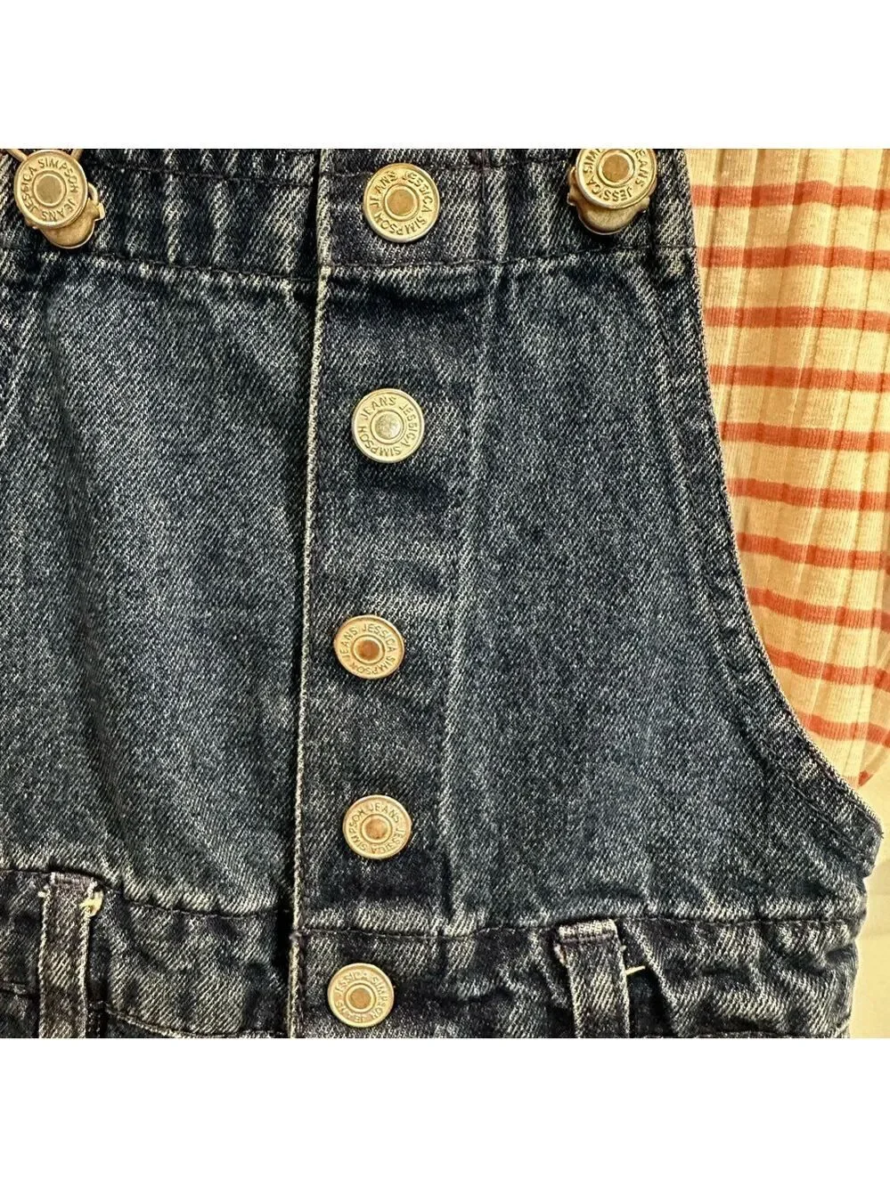 Jessica Simpson Dark Blue Kids Overalls with Striped Shirt